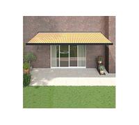 Auvent rétractable jaune et blanc 5x3 m tissu et aluminium, auvent, auvent de patio, auvent d'extérieur, auvent de jardin, auvent de fenêtre