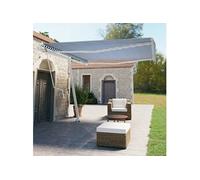 Luifel vrijstaand automatisch 400x350 cm blauw en wit3069626