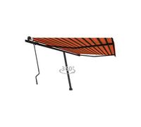 Vidaxl Auvent Manuel Rétractable Sur Pied 400x300 Cm Orange Et Marron Orange