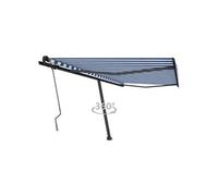 Luifel vrijstaand handmatig uittrekbaar 400x350 cm blauw en wit3069816