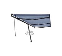 Vidaxl Auvent Manuel Rétractable Sur Pied 600x350 Cm Bleu/Blanc