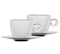 Luigi Bormioli Thermic Glass Confection à Thé ou Cappuccino avec Assiettes en Borosilicate, Verre, Transparent, 2 Pièces