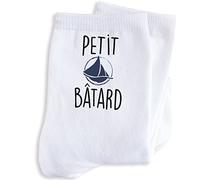 Luigi Collection Chaussettes Homme Petit Bâtard Humour Message drôle. Idée Cadeau Original Ami Copain Mari Collègue Anniversaire Noël St Valentin. Taille 39/42