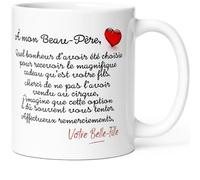 Luigi Collection Mug Beau-Père Beau Papa Tasse Message drôle Humour Belle-Fille Bru Idée Cadeau Original pour Homme Mari Famille Déclaration Fils Fille pour Anniversaire Noël Fête. Céramique 325ml