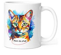 Luigi Collection Mug Chat Bengal Tasse Message drôle Personnalisé Prénom. Idée Cadeau Original Ami Femme Homme Collègue Copine Enfant Race Animaux Pour Anniversaire Noël Céramique 325ml