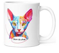 Luigi Collection Mug Chat Sphynx Tasse Message drôle Personnalisé Prénom. Idée Cadeau Original Ami Femme Homme Collègue Copine Enfant Race Animaux Pour Anniversaire Noël Céramique 325ml