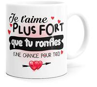 Luigi Collection Mug Humour Amour Plus Fort que Tu Ronfles Tasse Message drôle Idée Cadeau Original pour Ami Couple Collègue Mari Femme Homme Fiancé Copain Copine Anniversaire St Valentin Noël.