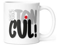 Luigi Collection Mug Humour Dans ton Cul Tasse Message Drôle Céramique 325ml Idée Cadeau Original pour Amie Copain Copine Collègue Frère Sœur pour Anniversaire Noël