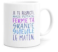 Luigi Collection Mug Humour Je te Respecte mais ta Gueule Tasse Message Drôle. Idée Cadeau Original Ami Collègue Amoureux Couple Frère Soeur Anniversaire Noël Céramique 325ml