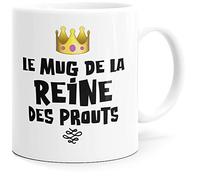 Luigi Collection Mug Humour Reine des Prouts Tasse Message drôle. Idée Cadeau Original pour Amie Couple Amoureux Collègue Copine Sœur Femme Fille Enfant pour Anniversaire Noël.