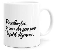 Luigi Collection Mug Humour Réveille-toi, Je Veux du Sexe Tasse Message drôle. Idée Cadeau Original Amis Couple Amoureux Collègue Mari Femme Anniversaire Noël St Valentin Plaisir.
