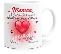 Luigi Collection Mug Maman Idée Cadeau Original Fête des Mères Tasse Message Amour Humour Femme Mère Parents pour Anniversaire Noël ou Plaisir. Je t’Aime Coeur Enfant. Souriez dès le Réveil