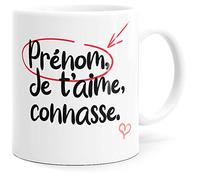 Luigi Collection Mug Personnalisable Prénom Je t’aime Connasse Humour Tasse Message drôle Personnalisé. Idée Cadeau Original Amie Couple Amoureux Collègue Sœur Femme Anniversaire St Valentin Noël.