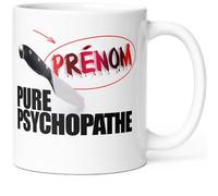Luigi Collection Mug Pure Psychopathe Humour Personnalisable Message drôle Personnalisé Prénom. Idée Cadeau Original Femme Amie Couple Collègue Copine Pour Anniversaire Noël St Valentin.