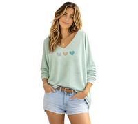 Luigi Collection Pull Femme Vert Pastel Léger Col V Top Mode Tendance Doux Taille Unique du 36 au 48 Démarquez-Vous avec ce Haut Original, Chic et Décontracté au Look Bohème. Made in Italie