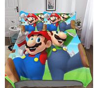 Luigi's Housses De Couettes 3 Pièces Convient Aux Adulte Enfant Cartoon Ensemble De Literie avec Taie d'oreiller Parure De Lit avec Fermeture À Glissière Double（200x200cm）