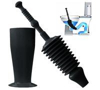 Luigi's Ventouse Deboucheur WC - Déboucheur de Toilettes Surpuissant et Flexible - Soufflet Débouche Toilette - Ventouse pour Deboucher avec Support de Rangement - Noir