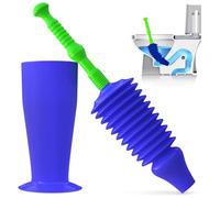 Luigi's Ventouse Deboucheur WC - Déboucheur de Toilettes Surpuissant & Flexible - Soufflet Débouche Toilette - Ventouse pour Deboucher - avec Support de Rangement - Vert & Bleu