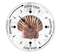LUIJORGY Beach Time Horloge marée en bois de coquillage pour marée haute, marée basse, décoration vintage pour plage, maison, cuisine, art mural, 38,1 cm, 8msj7hbbywvp
