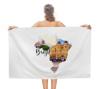 LUIJORGY Couverture de plage à séchage rapide pour l'été, la piscine, le bain, le Brésil, 129,5 x 78,7 cm, serviette de plage légère et durable, pour voyage, camping, randonnée, pique-nique, salle de