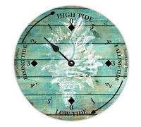 LUIJORGY Horloge à marée en bois de conque de l'océan - Horloge à marée basse - Mouvement nautique rustique en bois - Décoration vintage pour plage, maison, cuisine, art mural - 25,4 cm