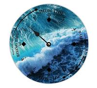 LUIJORGY Horloge marée en bois avec vagues bleues de l'océan - Horloge à marée haute et basse - Style rustique - Décoration vintage pour plage, maison, cuisine, décoration murale - 25,4 cm