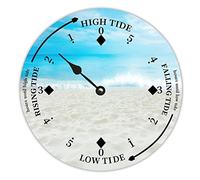 LUIJORGY Horloge murale en bois rustique avec marée tropicale et lune silencieuse sans tic-tac, fonctionne à piles, pour salon, chambre à coucher, chalet, plage, bateau, décoration d'intérieur, 25,4