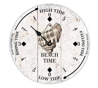 LUIJORGY Horloge Nautique en Bois - Horloge à Marée Haute et Basse - 15x15 Inch - Style-3 - Ronde - Alimentée par Pile - Montage Mural - Silencieux - Pour le Salon