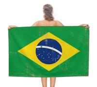 LUIJORGY Serviette de plage patriotique du Brésil à séchage rapide - Grande serviette de plage pour l'extérieur, l'été, le camping, les voyages - 130 x 79 cm - Cadeaux de vacances