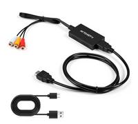 LUIRSAY Adaptateur RCA vers HDMI 1080P AV vers HDMI avec câble HDMI, convertisseur AV vers H-DMI pour PS2/PS3/Xbox/Wii/SNES/N64/DVD/VHS, prend en charge PAL/NTSC - Plug & Play - Solution de câble