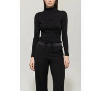 Luisa Cerano - Pull en maille côtelée avec éclat - Femme - Pulls - Noir - Taille: 44 FR