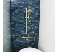 Luisa ensemble barre de douche or brossé 3 pièces Essebagno