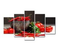 LUISAS 5 panneaux thème de cuisine toile décorative impressions d'art tomate et piment réaliste modulaire photos décoration murale toile peinture 40x60 40x80 40x100 cm pas de cadre