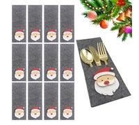 LUISAS Porte-couverts en Feutre de Noël - 12 Pièces, Sac à Vaisselle, Décoration de Table en Forme de Cerf du Père Noël, Décoration de Fête