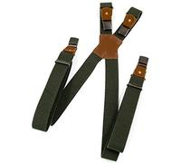 Luise Steiner Bretelles avec clips extra solides et bretelles spéciales en caoutchouc pour homme Accessoires traditionnels Bretelles pour pantalons en cuir, vert olive, taille unique