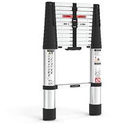 LUISLADDERS Échelle télescopique pliable en aluminium léger de 3,8 m avec bouton de rétraction - Design lent EN131 - Capacité maximale de 150 kg - Échelle multifonction pour camping-car - Pour travail