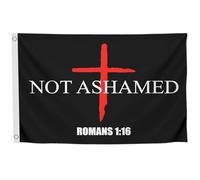 LUIVU 0,9 x 1,5 m Not Ashamed Romans 1 16 drapeaux avec 2 œillets en laiton - Décoration murale de chambre à coucher - Drapeaux amusants pour dortoir universitaire pour filles - Drapeaux de fille cool