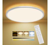 LuJasi Plafonnier LED Dimmable, 24W 2800LM Plafonnier Led avec Telecommande, 1800K Veilleuse, 3000K-6500K Luminaire Rond pour Chambres Chambres d'enfants Salons Ø30CM-Blanc