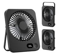 LuJasi Ventilateur de Bureau, Mini Ventilateur Portable avec Batterie Rechargeable de 3600 mAh Silencieux 5 Vitesses 180° Inclinable Petit Ventilateur Maison/Bureau/Voyage/Extérieur noir