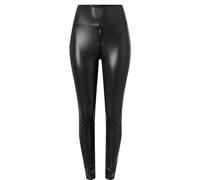 LUJFNRE Pantalon en Cuir Mat, Pantalon en Simili Cuir Taille Haute élastique pour Femme, Legging à Double Fermeture éclair (Black,Small)