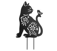 LUJIAXI 1/2 piquets de jardin en métal statue décors animaux piquets décorations extérieures silhouettes creuses noires sculptures de jardin paysage