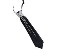 LUJIAXI Cravate d'écolière gothique pré-nouée avec strass et franges pour uniforme punk Cosplay Cravate réglable, blanc, taille unique