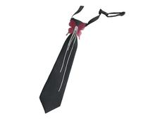 LUJIAXI Cravate d'écolière gothique pré-nouée avec strass et franges pour uniforme punk Cosplay Cravate réglable, Noir , taille unique