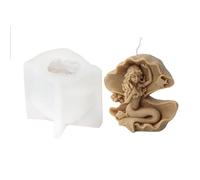 LUJIAXI Moule à gâteau en silicone en forme de sirène, moule à gâteau au chocolat, moule à savon fait à la main, statue de fille endormie, moule à gâteau en résine