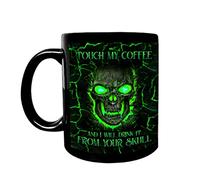 LUJIAXI Tasse à café amusante pour Touch My Coffee I Will Drink It Skull 325 ml Tasse à thé en céramique Tasse de voyage