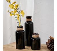 LUKA Ceramic Rustic Farmhouse Vase Set of 3,Terracotta Vases for Decor,Antique Vase for Your Bedroom,Office,Living Room,Fireplace Decor,Housewarming (10+7.5+5 inch)