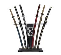 lukar Support vertical pour épée à 6 niveaux, support Katana debout en bois, grand support d'épée japonais, noir