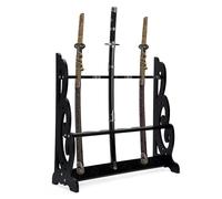 lukar Support vertical pour épée à 6 niveaux, support Katana en bois, grand présentoir d'épée japonais, noir