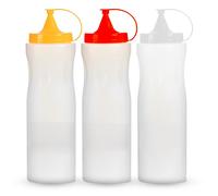 LUKARDIE® 3x Bouteille doseuse XL - Pâte à sauce Poffertjes - Bouteille à écraser - 3 pièces à 400 ml - Bouteilles à sauce - Sans BPA - Résistant au lave-vaisselle