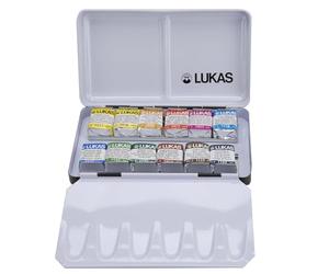 LUKAS 1862 Aquarell - Boîte 12 demi-godets de peinture + 2 palettes